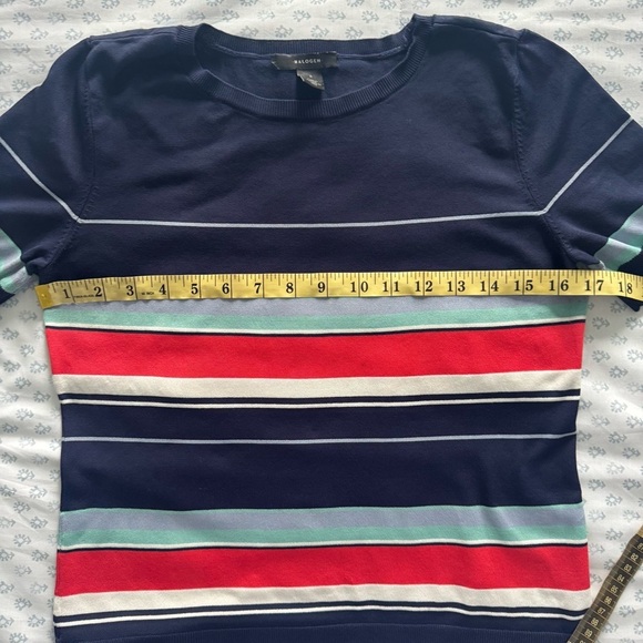 Halogen Womens Striped Short Sleeve Sweater - Picture 5 of 6